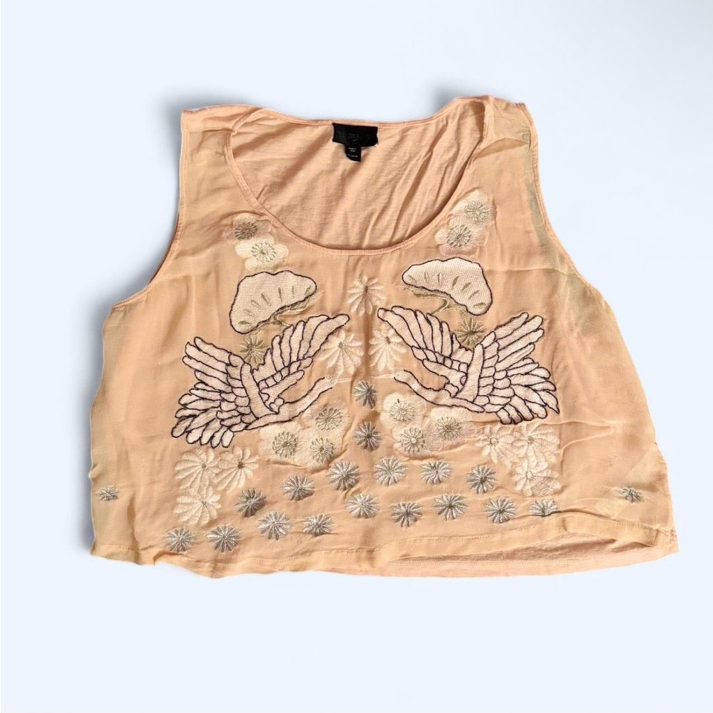 Embroidered Peach Sleeveless Top